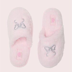 Victoria Secret Pink Slippers with Bling Bow Design